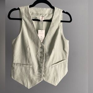 A New Day Light Green Buttoned Vest Top